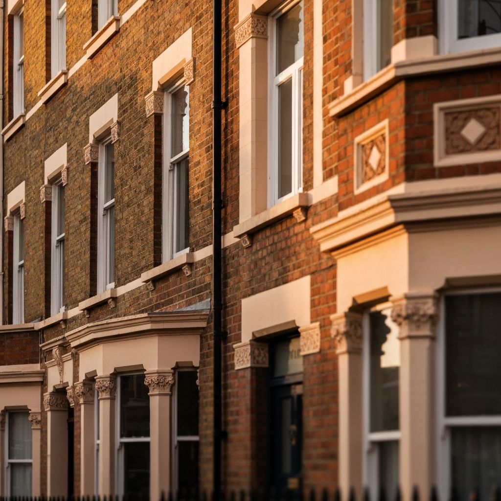 London Victorian terrace brick facade with fresh repointing