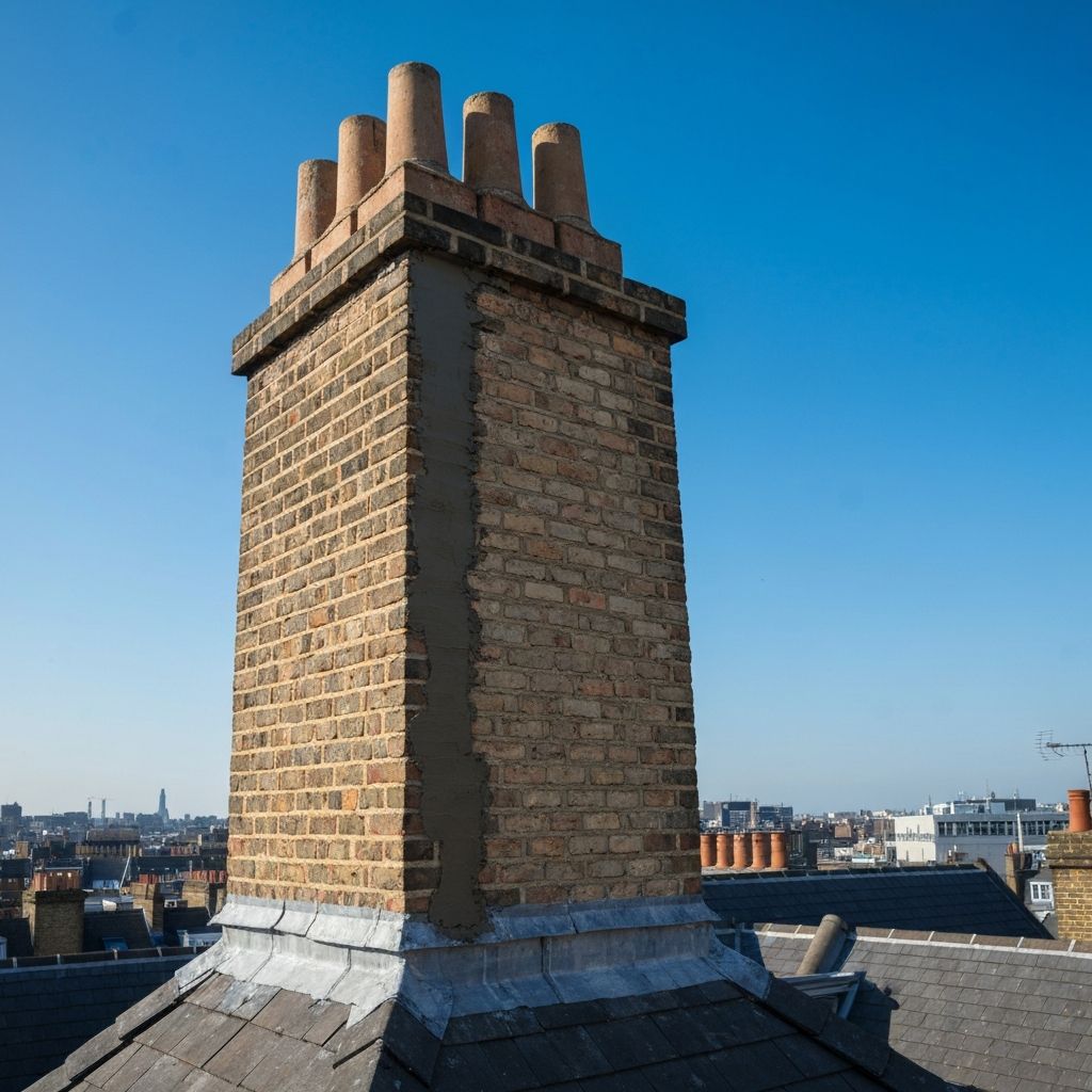 London chimney stack being repointed