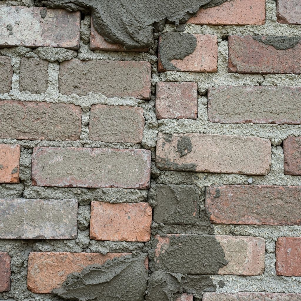 Before and after mortar repair on brick wall